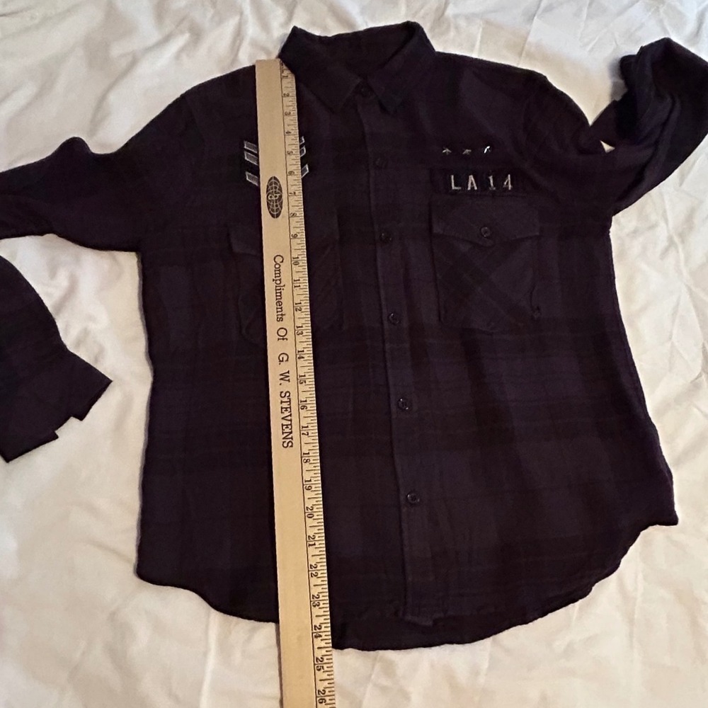 Rails XS Black Plaid Button Down Shirt Long‎ Sleeve LA 14 Patches - Picture 13 of 13